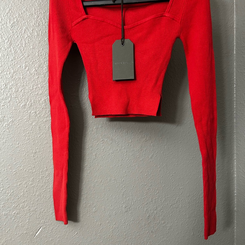 “All Saints” Cropped Ribbed Sweater - Picture 3 of 5